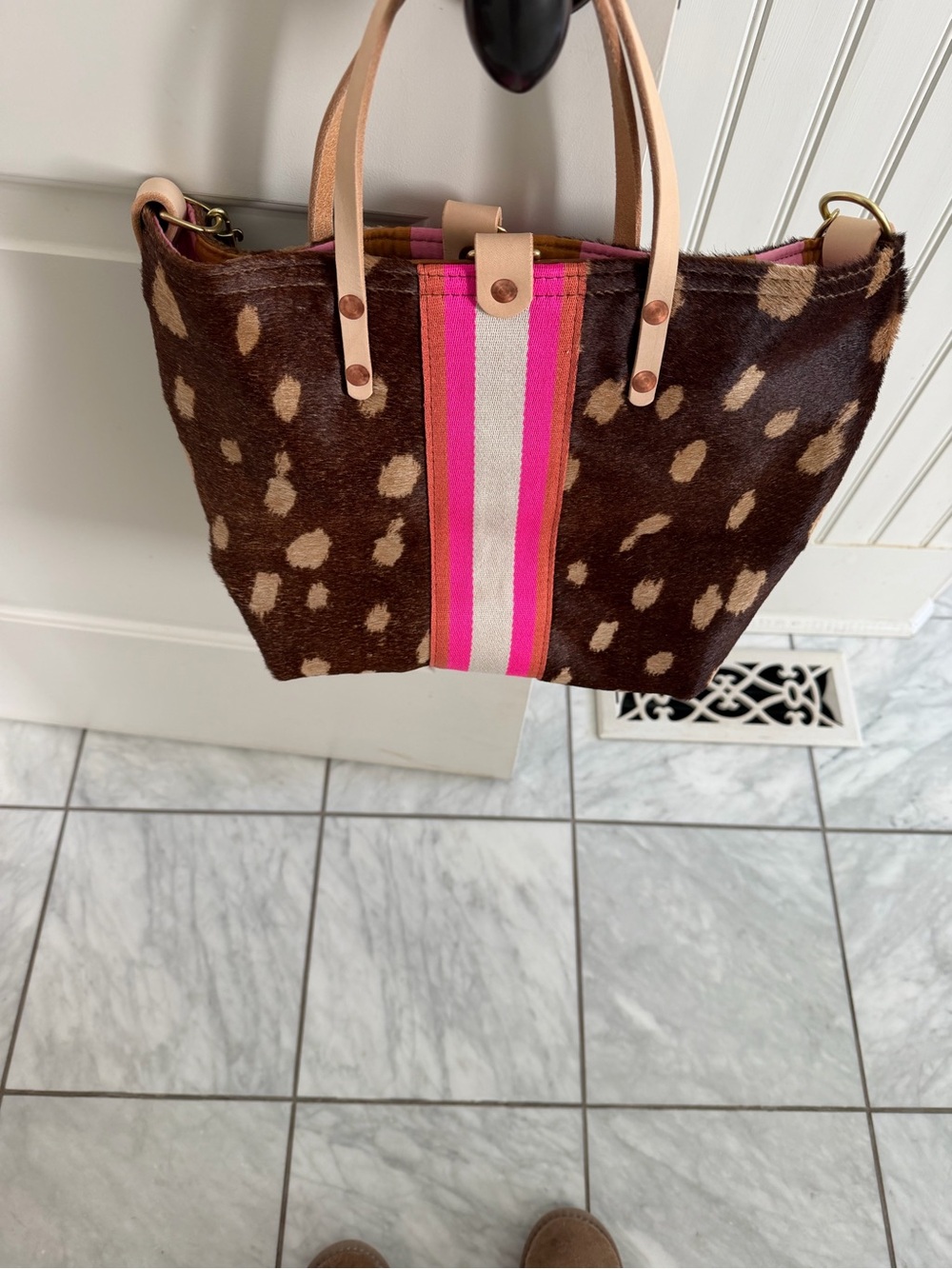 Limited Edition* Spotted Leather Handtote with Webbing - Picture 5 of 5